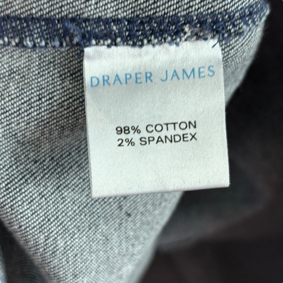 DRAPER JAMES SHORT SLEEVE DARK WASH COTTON DENIM SHIFT DRESS - Picture 13 of 14